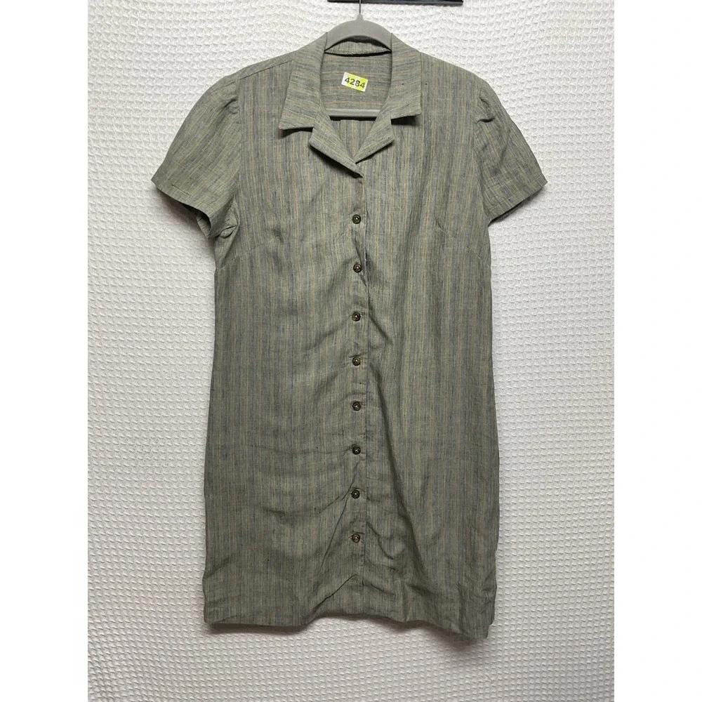 Dockers‎ Levi's Linen Dobby Dress Size Medium To Large Brown Striped Button Down